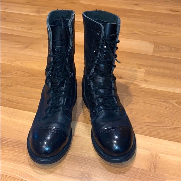 cap toe combat boots